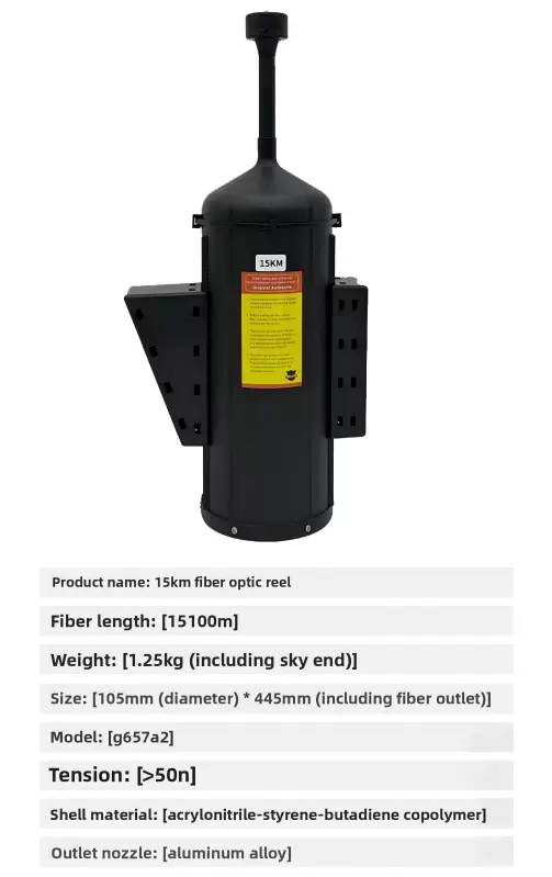 Drones équipés de bobines de fibre optique pour des portées de 3 km, 5 km, 10 km, 15 km, 20 km, 30 km et 40 km.